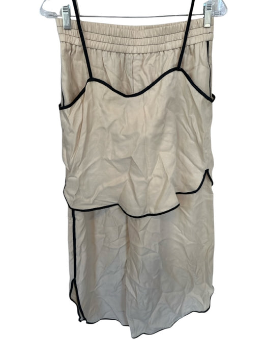 Sancia Size S/M Cream & Black Tencel Spaghetti Strap Scallopped Hem Pant Set Cream & Black / S/M