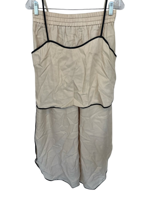 Sancia Size S/M Cream & Black Tencel Spaghetti Strap Scallopped Hem Pant Set Cream & Black / S/M