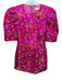Camila Coelho Size XS Pink & Multi Polyester Short Balloon Sleeve Flowers Dress Pink & Multi / XS