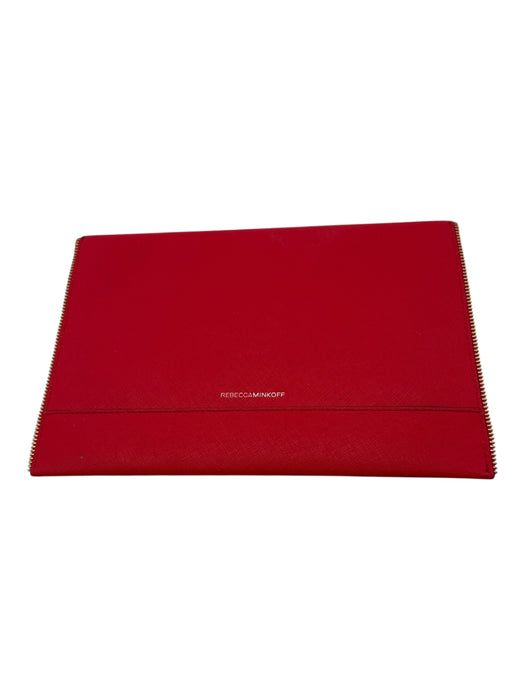 Rebecca Minkoff Red Saffiano Leather Envelope Zipper Detail Clutch Bag Red / Small