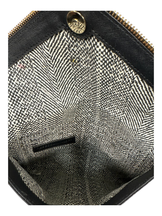 Rebecca Minkoff Black Saffiano Leather Envelope Zipper Detail Clutch Bag Black / Small