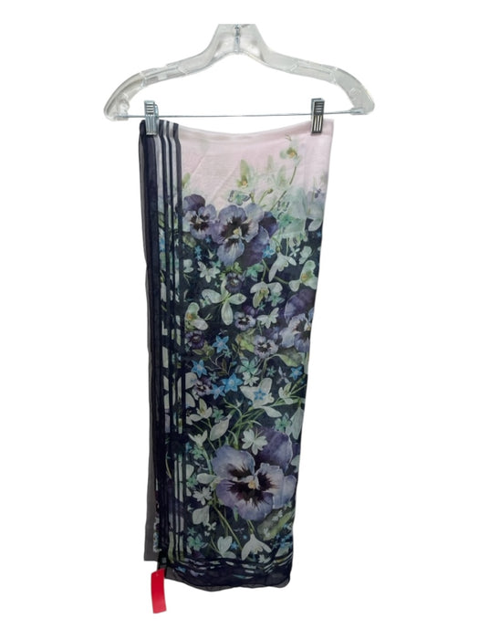 Ted Baker Purple, Green, blue Silk Rectangle Floral Violets scarf Purple, Green, blue / One Size