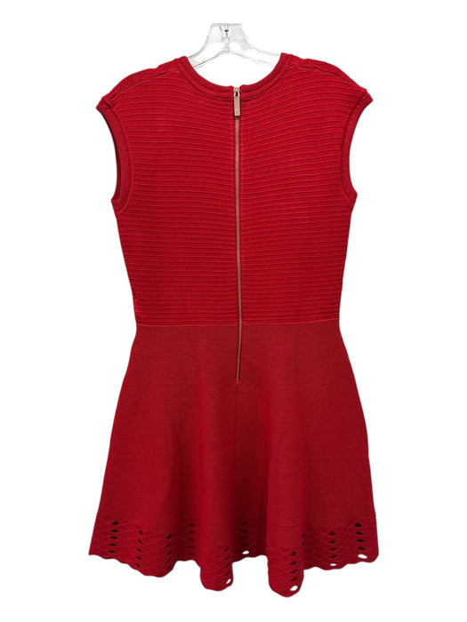 Ted Baker Size 4 Red Orange Acrylic Blend Jacquard Cut Outs Wavy Dress Red Orange / 4