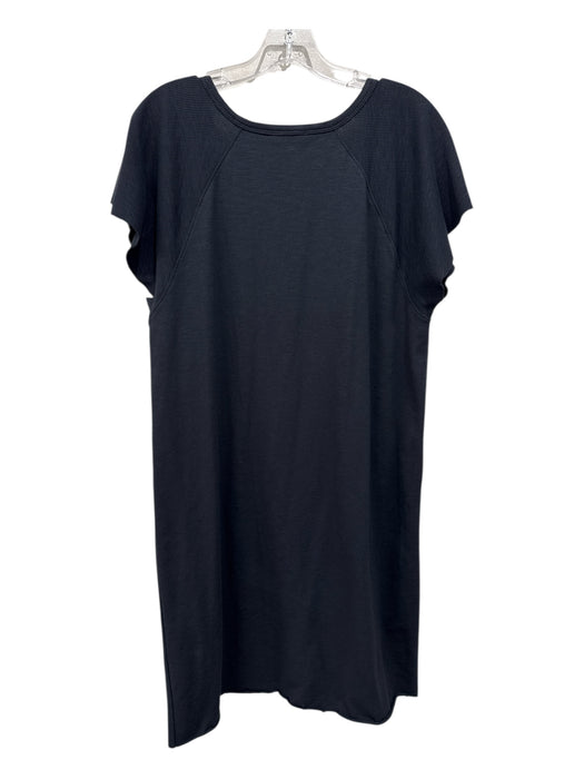 Lilla P Size L Black Cotton Blend Raw Edges Ribbed Neck T Shirt Dress Black / L