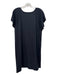 Lilla P Size L Black Cotton Blend Raw Edges Ribbed Neck T Shirt Dress Black / L