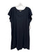 Lilla P Size L Black Cotton Blend Raw Edges Ribbed Neck T Shirt Dress Black / L