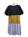 CROSBY by Mollie Burch Size M Black, Yellow, Purple Cotton V Neck Tiered Dress Black, Yellow, Purple / M