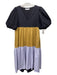 CROSBY by Mollie Burch Size M Black, Yellow, Purple Cotton V Neck Tiered Dress Black, Yellow, Purple / M