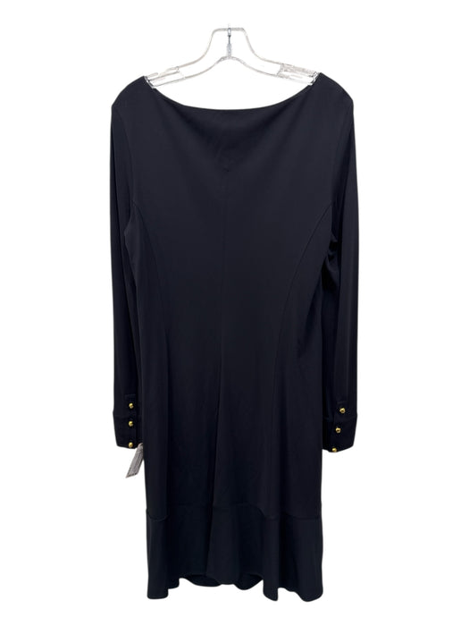 Tory Burch Size L Black Viscose Shift Dress Button Cuff Knee length Dress Black / L