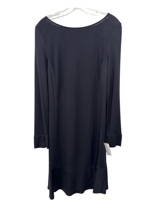 Tory Burch Size L Black Viscose Shift Dress Button Cuff Knee length Dress Black / L