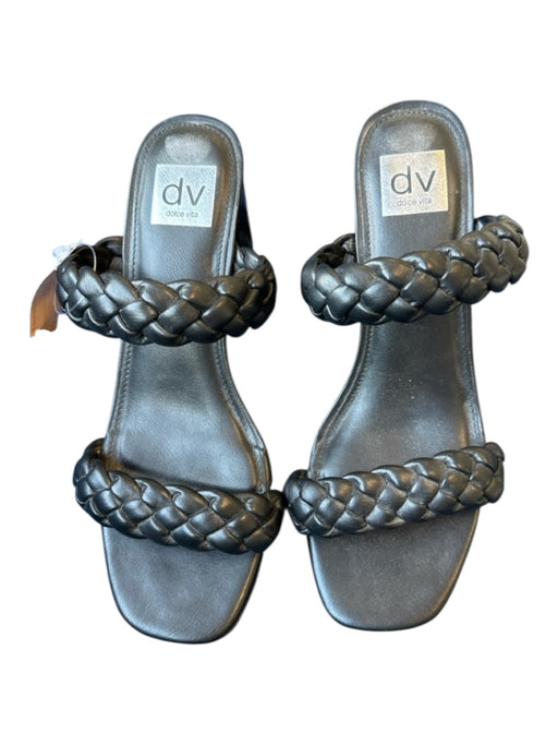 Dolce Vita Shoe Size 9.5 Black Vegan Leather Braided Block Heel Sandals Black / 9.5