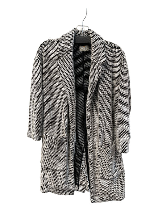 Marine Layer Size XS Black & Ivory Cotton Blend Knit Lapel Long Sleeve Jacket Black & Ivory / XS