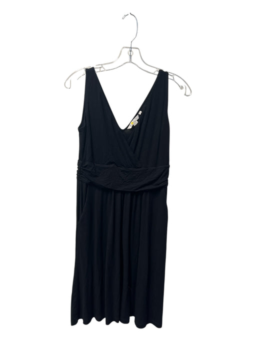 Boden Size 6P Black Viscose V Neck Faux Wrap Sleeveless Knee length Dress Black / 6P