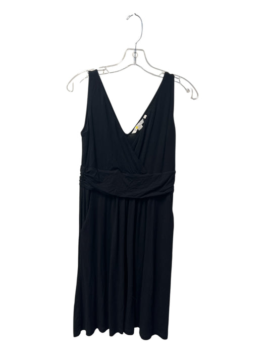 Boden Size 6P Black Viscose V Neck Faux Wrap Sleeveless Knee length Dress Black / 6P