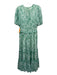 Shoshanna Size 6 Light Green Print Viscose & Polyester V Neck Maxi Tiered Dress Light Green Print / 6