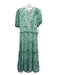 Shoshanna Size 6 Light Green Print Viscose & Polyester V Neck Maxi Tiered Dress Light Green Print / 6
