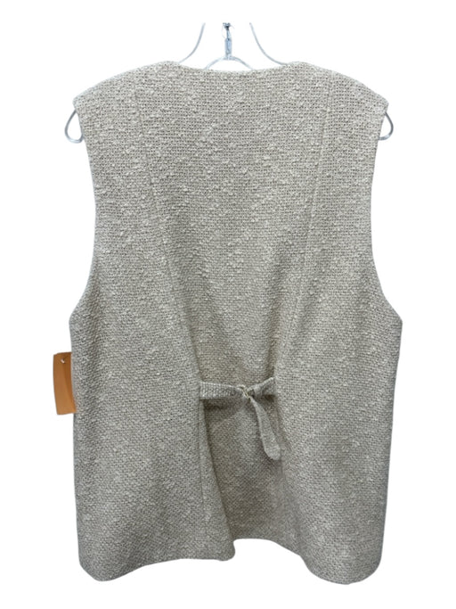 Rag & Bone Size L Cream & Beige Cotton Tweed V Neck Gold button Sleeveless Vest Cream & Beige / L