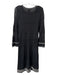 Gerard Darel Size 44 Black Viscose & Acetate jaquard V Neck 3/4 Sleeve Dress Black / 44