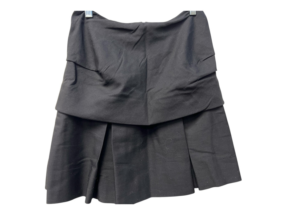 3.1 Phillip Lim Size 0 Black Wool & Silk Back Zip Pleated Overlay Mini Skirt Black / 0