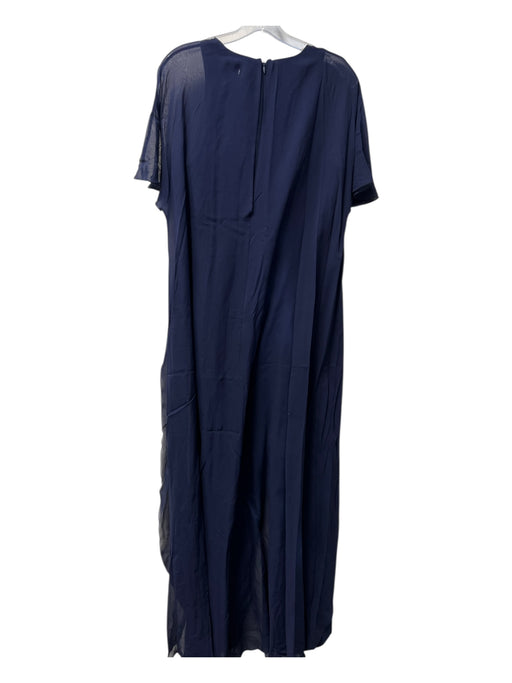 Trina Turk Size 6 Navy Blue Polyester & Silk Sheer Flutter Sleeve Romper Navy Blue / 6