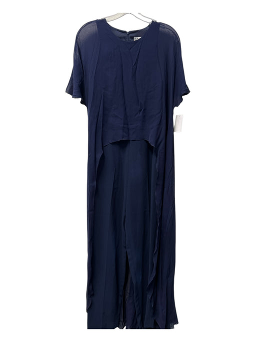 Trina Turk Size 6 Navy Blue Polyester & Silk Sheer Flutter Sleeve Romper Navy Blue / 6