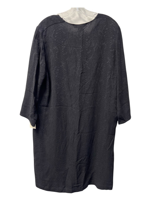 Gerard Darel Size 44 Black Viscose & Acetate jaquard V Neck 3/4 Sleeve Dress Black / 44