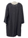 Gerard Darel Size 44 Black Viscose & Acetate jaquard V Neck 3/4 Sleeve Dress Black / 44