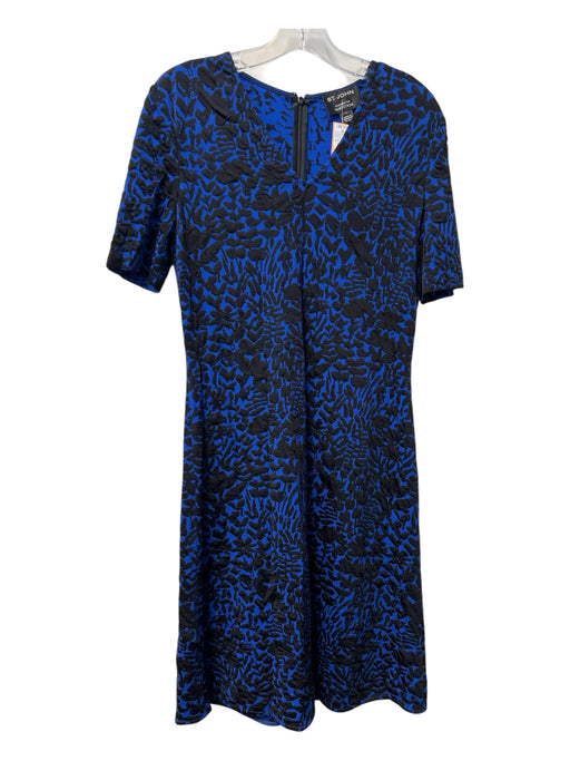 St. John Exclusively for Nordstrom Size 4 Blue & Black Rayon Blend jaquard Dress Blue & Black / 4