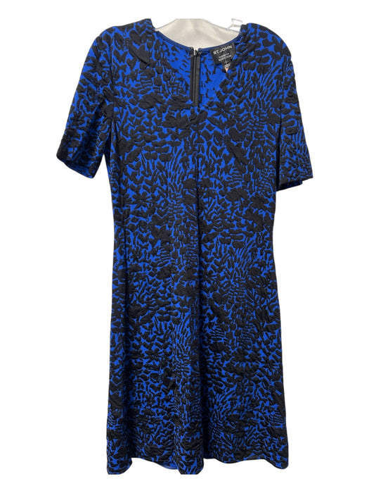 St. John Exclusively for Nordstrom Size 4 Blue & Black Rayon Blend jaquard Dress Blue & Black / 4