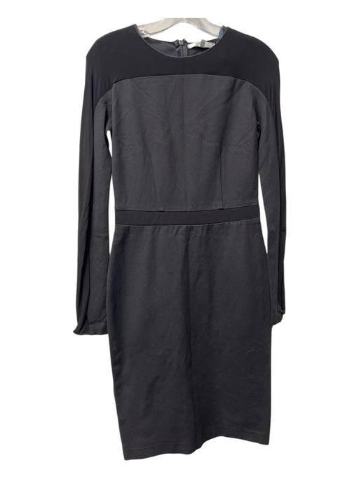 MaxMara Size 40 Black Viscose Blend Back Zip Long Sleeve Knee Length Dress Black / 40