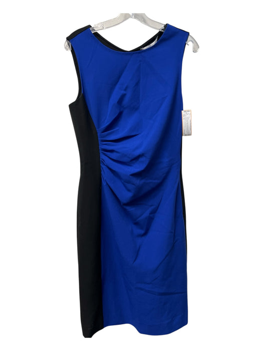 Diane Von Furstenberg Size 10 Blue & Aqua Polyester Blend Wide Round Neck Dress Blue & Aqua / 10