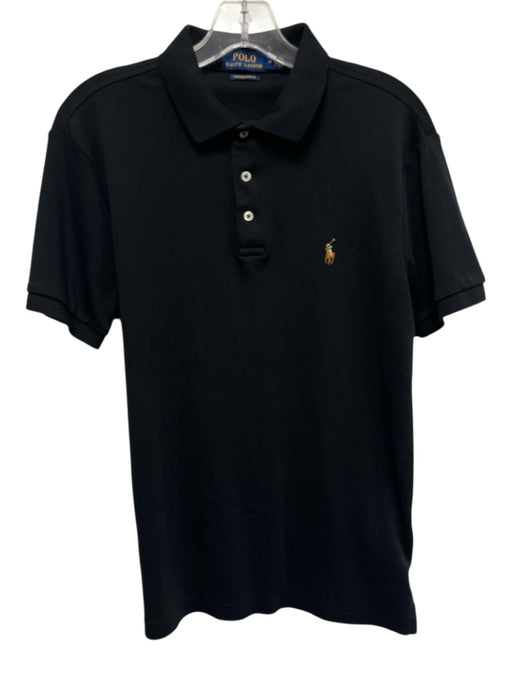 Polo Size M Black Cotton Blend Solid Polo Men's Short Sleeve Black / M