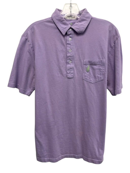 Johnnie O Size S Purple Cotton Solid Polo front pocket Men's Short Sleeve Purple / S
