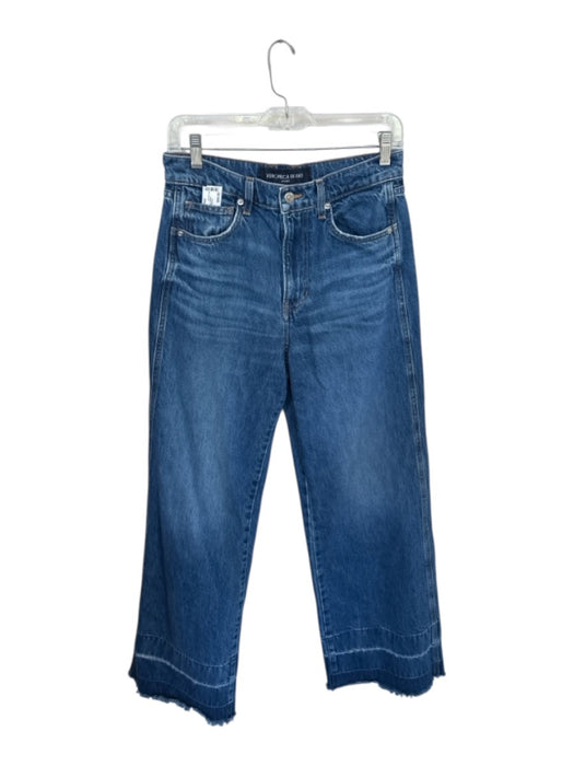 Veronica Beard Size 28 Med Dark Wash Cotton High Waist Flare Raw Hem Jeans Med Dark Wash / 28
