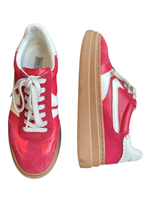 Steve Madden Shoe Size 8.5 Red & White Leather Platform Athletic Sneakers Red & White / 8.5