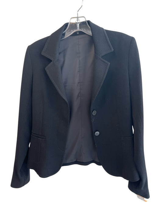 Theory Size 4 Black Wool Lapel Padded Shoulders Two Button Blazer Black / 4