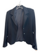Theory Size 4 Black Wool Lapel Padded Shoulders Two Button Blazer Black / 4