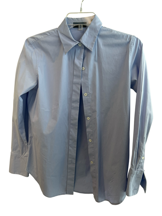 Theory Size P Light Blue Cotton Button Up Long Sleeve Button Cuff Top Light Blue / P