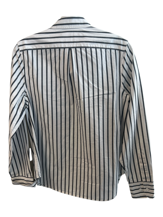 Jenni Kayne Size XS White & Grey Cotton Striped Collared Button Up Top White & Grey / XS