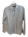 Jenni Kayne Size XS White & Grey Cotton Striped Collared Button Up Top White & Grey / XS