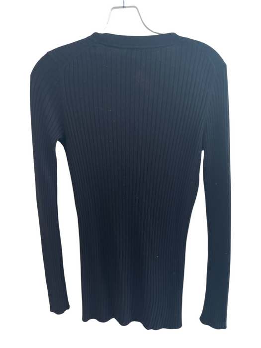 Vince Size S Black Rayon Blend V Neck Button Down Long Sleeve Ribbed Sweater Black / S
