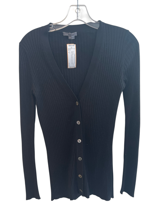 Vince Size S Black Rayon Blend V Neck Button Down Long Sleeve Ribbed Sweater Black / S
