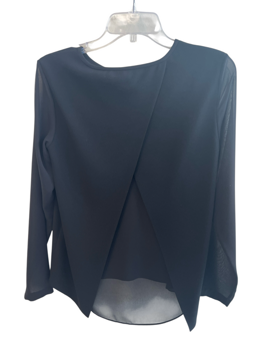 Rag & Bone Size XS Black Triacetate Sheer Overlay Fold Over Round Neck Top Black / XS