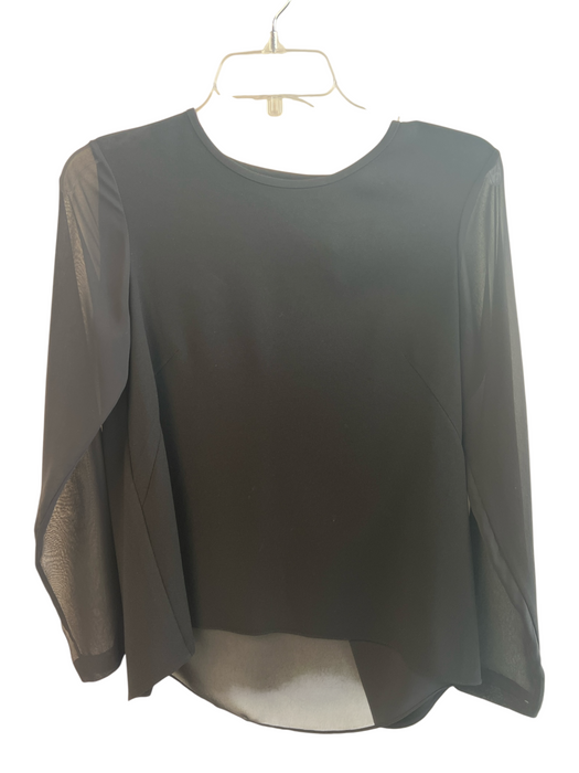 Rag & Bone Size XS Black Triacetate Sheer Overlay Fold Over Round Neck Top Black / XS