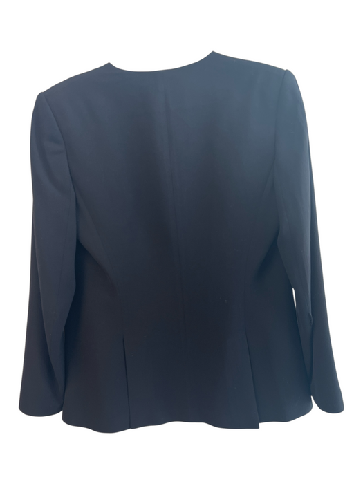 Theory Size 2 Black Wool Blend Front Pocket Padded Shoulders Open Front Blazer Black / 2