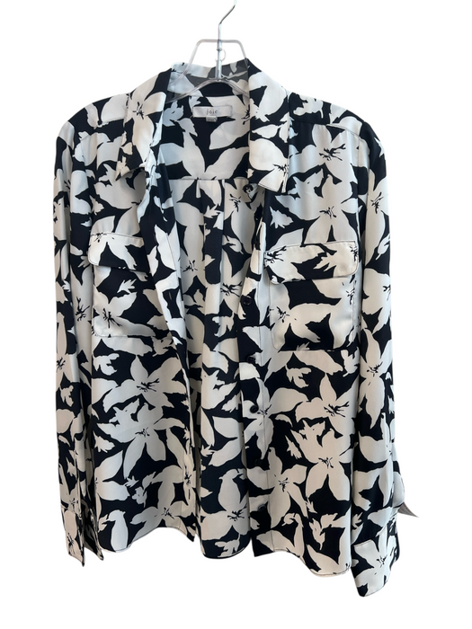Joie Size S Navy & Cream Polyester Collared Button Up Long Sleeve Top Navy & Cream / S