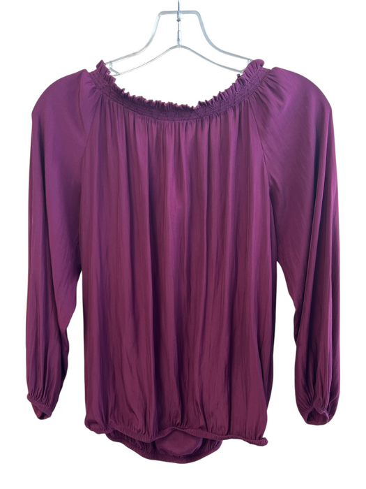 Ramy Brook Size S Burgundy Polyester Wide Round Neck Long Sleeve Top Burgundy / S