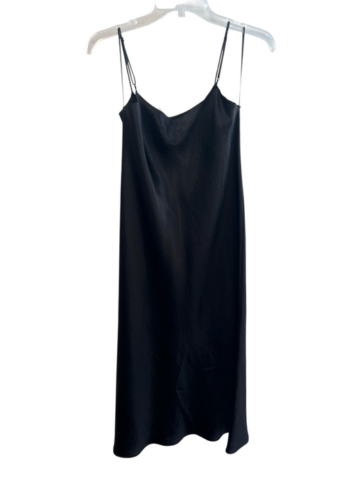 Vince Size S Black No Fabric Tag Satin Round Neck Spaghetti Strap Dress Black / S