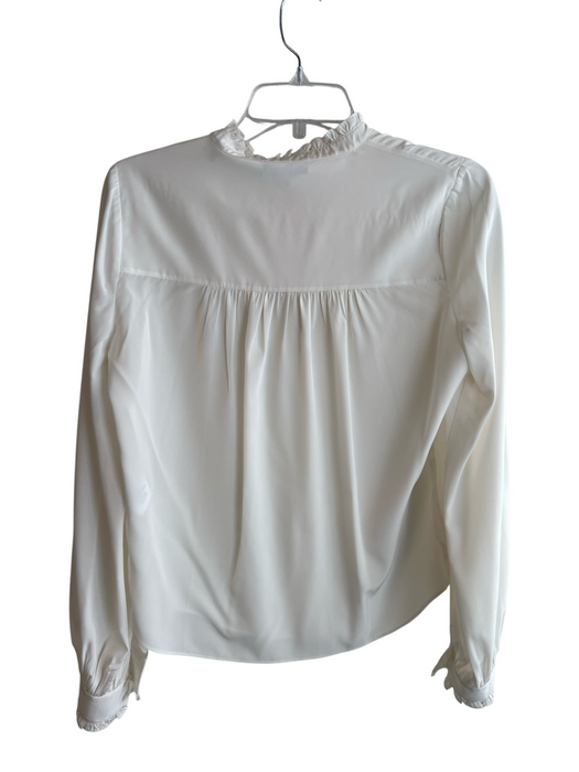 Veronica Beard Size 4 Cream Silk Tie V Neck Long Sleeve Ruffle Top Cream / 4