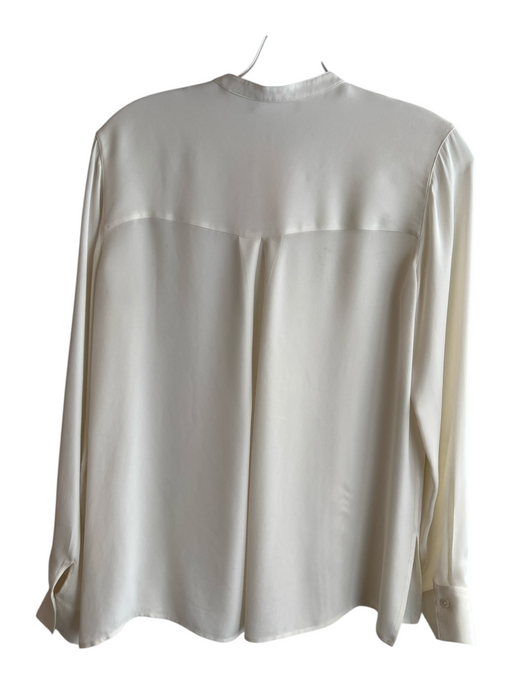 Vince Size 2 Creme Silk Round Neck Button Up & Collar Long Sleeve Pintucks Top Creme / 2